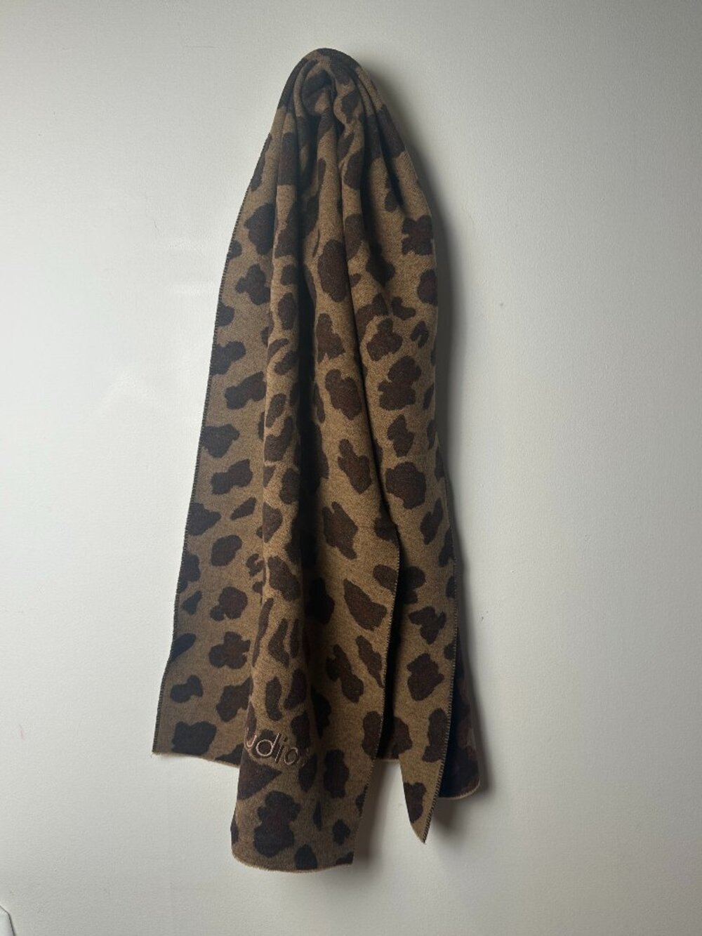 Acne Studios Canada Leopard Wool Scarf Mud & Black